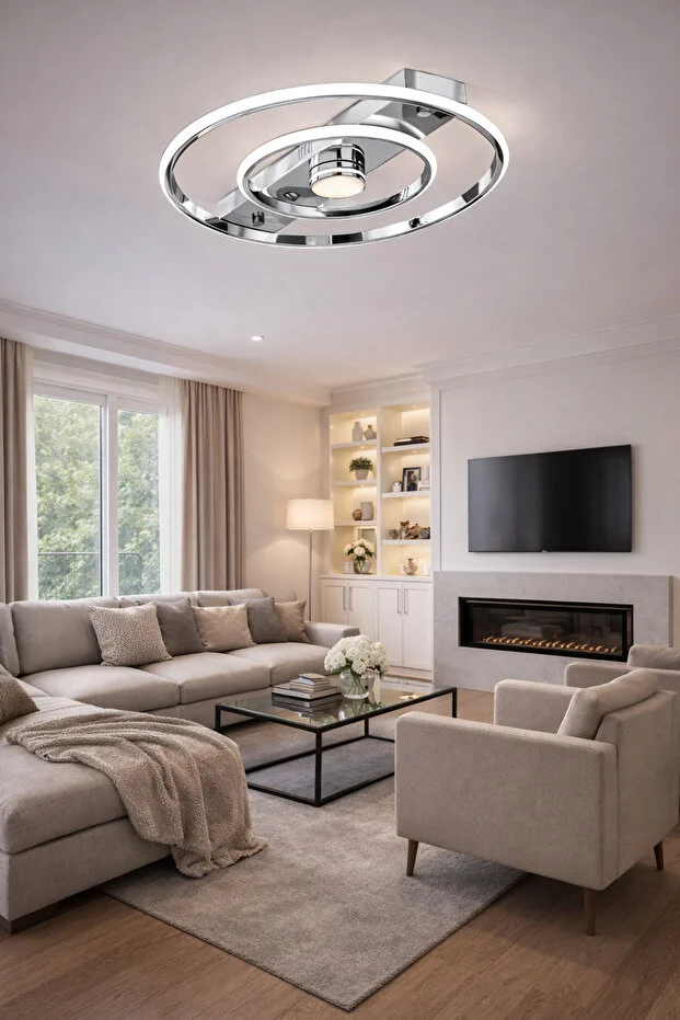 Alfa 45 Cm 3 Işık Mod’lu Modern Salon Mutfak Yatak Odası Led Avizesi